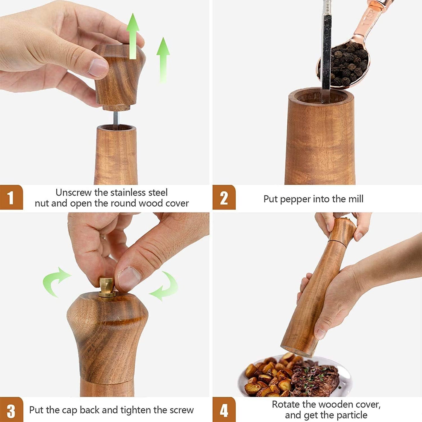 Manuel Wooden Salt and Pepper Grinder Set