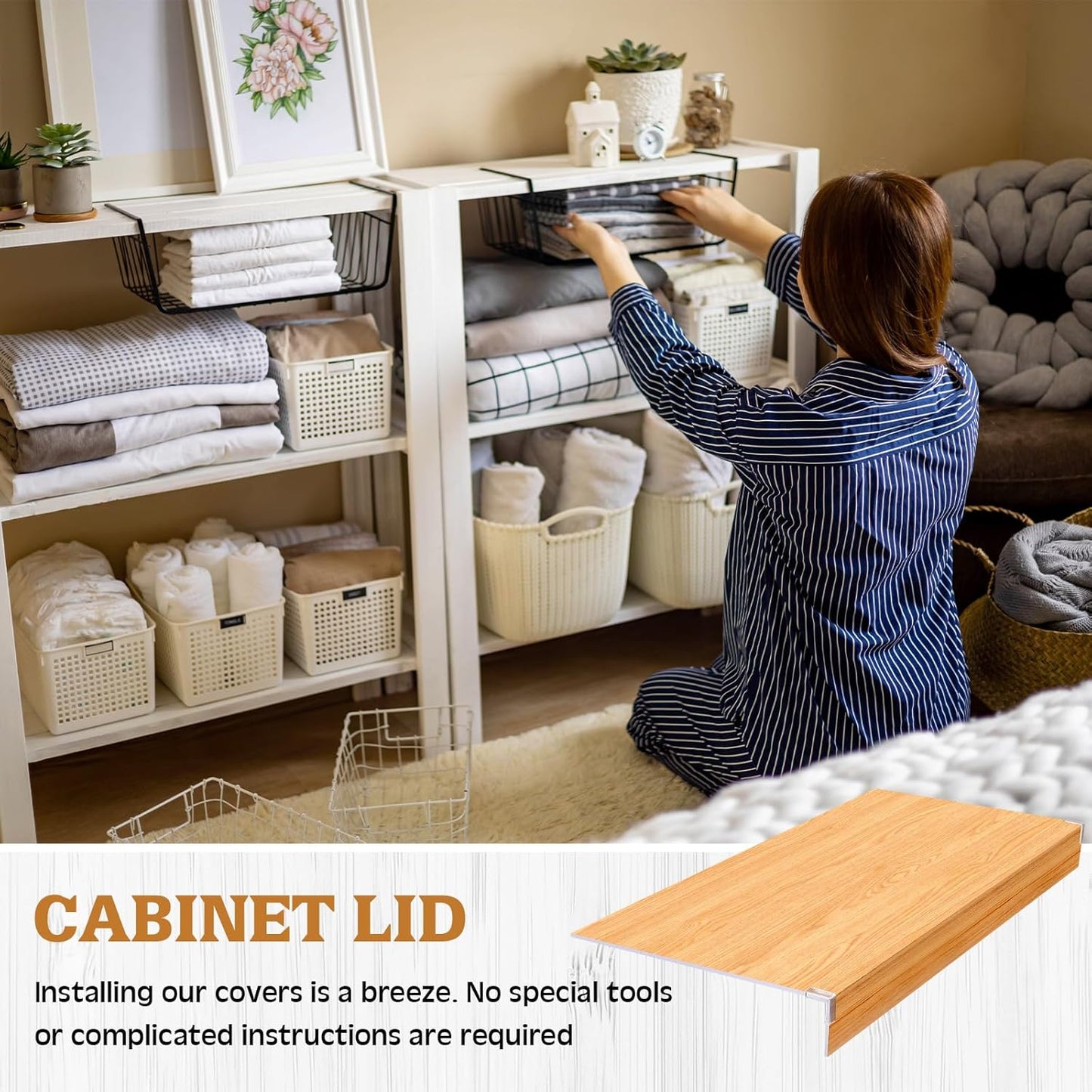 Faux Wood Grain Wire Shelf Covers 5 PC