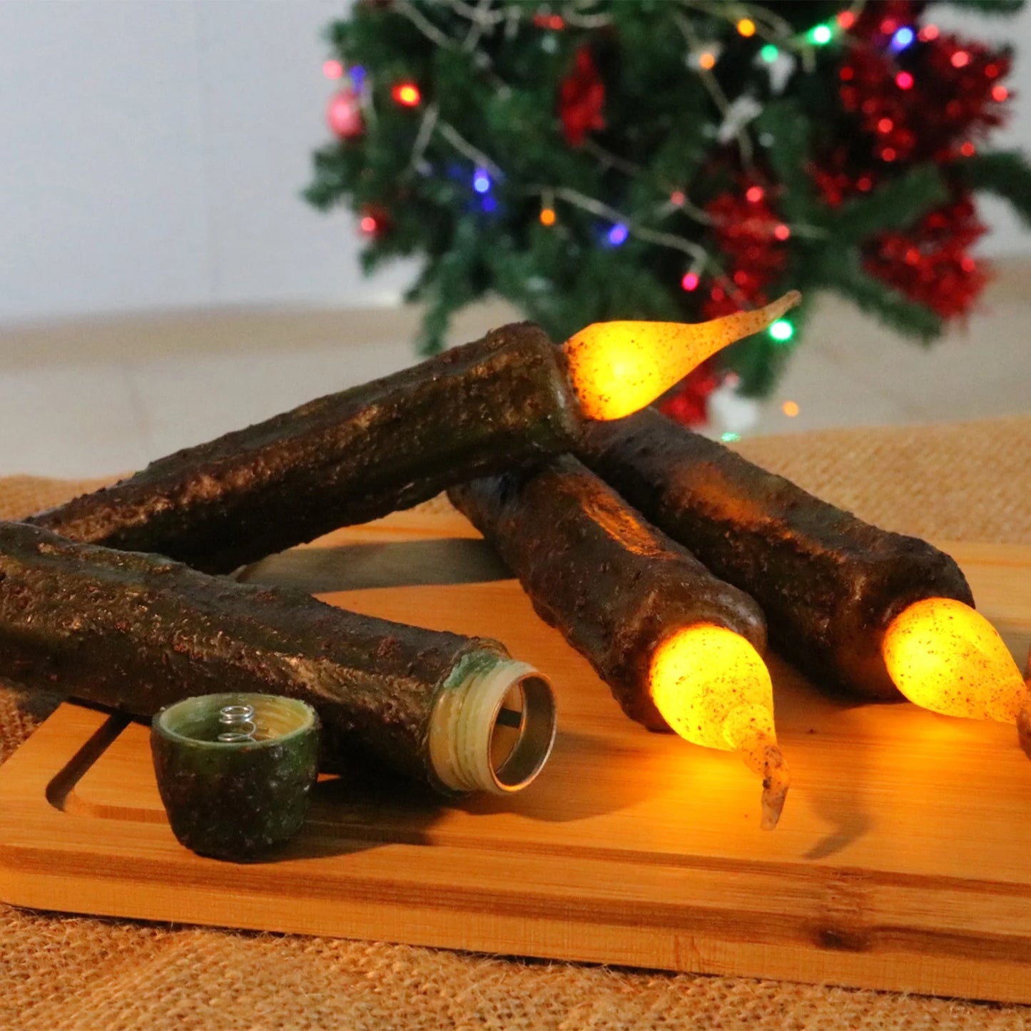 Real Wax Hand Dipped Battery Flame-less Candles for Halloween 6 PC