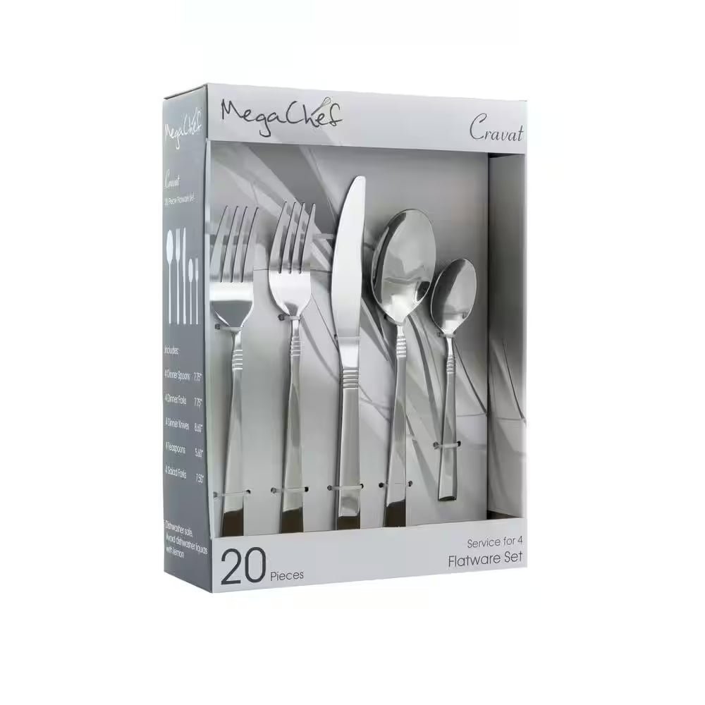 20-Piece Silver Stainless Steel Flatware Set (Service for 4)