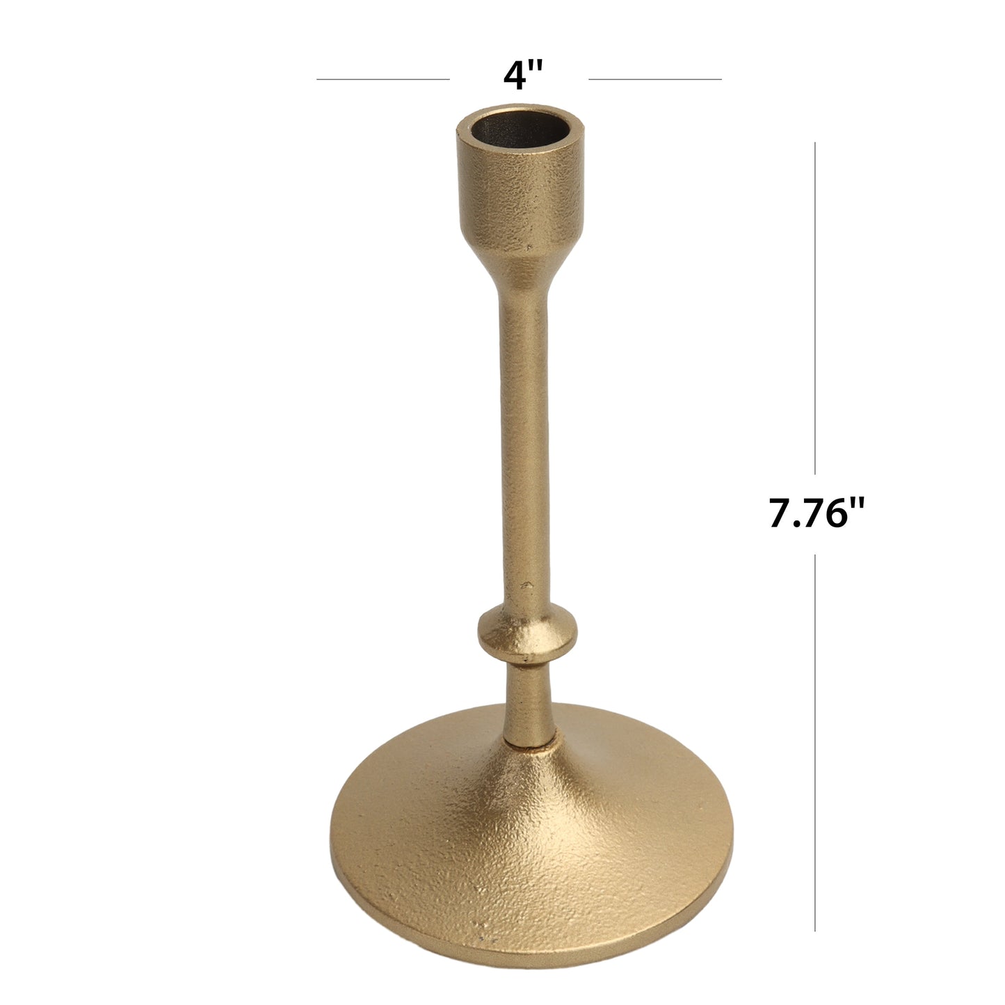 Gold Cast Iron Metal Taper Candle Holder, 7.8", Large