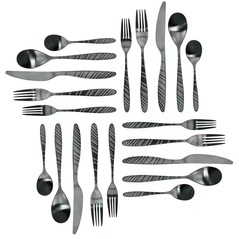 20-Piece Matte Black Stainless Steel Flatware Set (Service for 4)