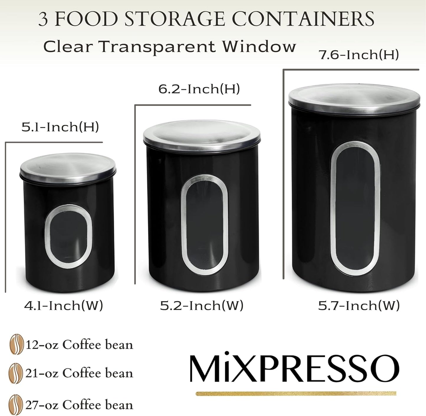 Black Canisters Sets for the Kitchen 3 PC