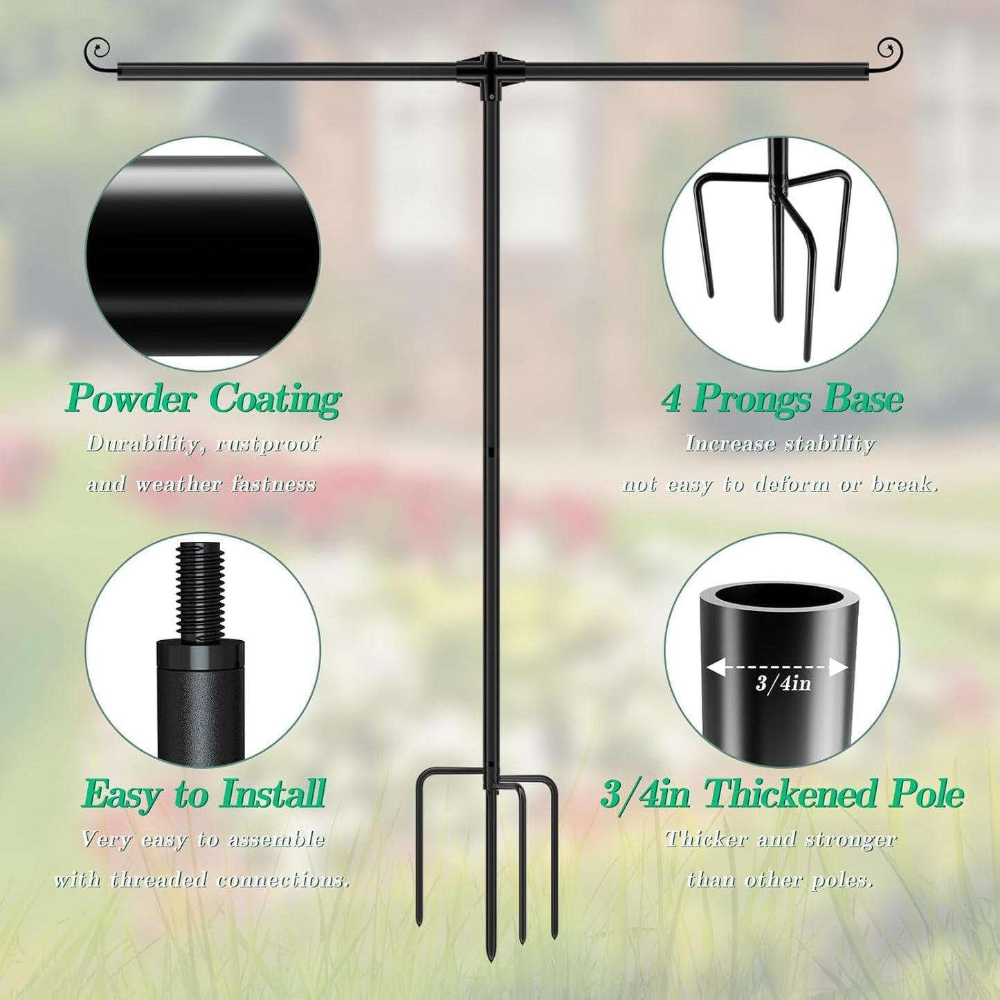 Garden Double Flag 4 Prong Stake
