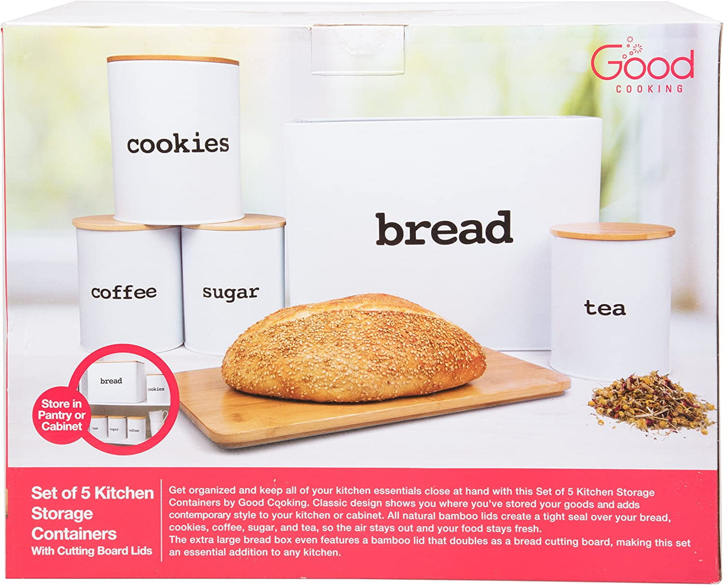 Bamboo Food Storage Bread Box 5 piece set