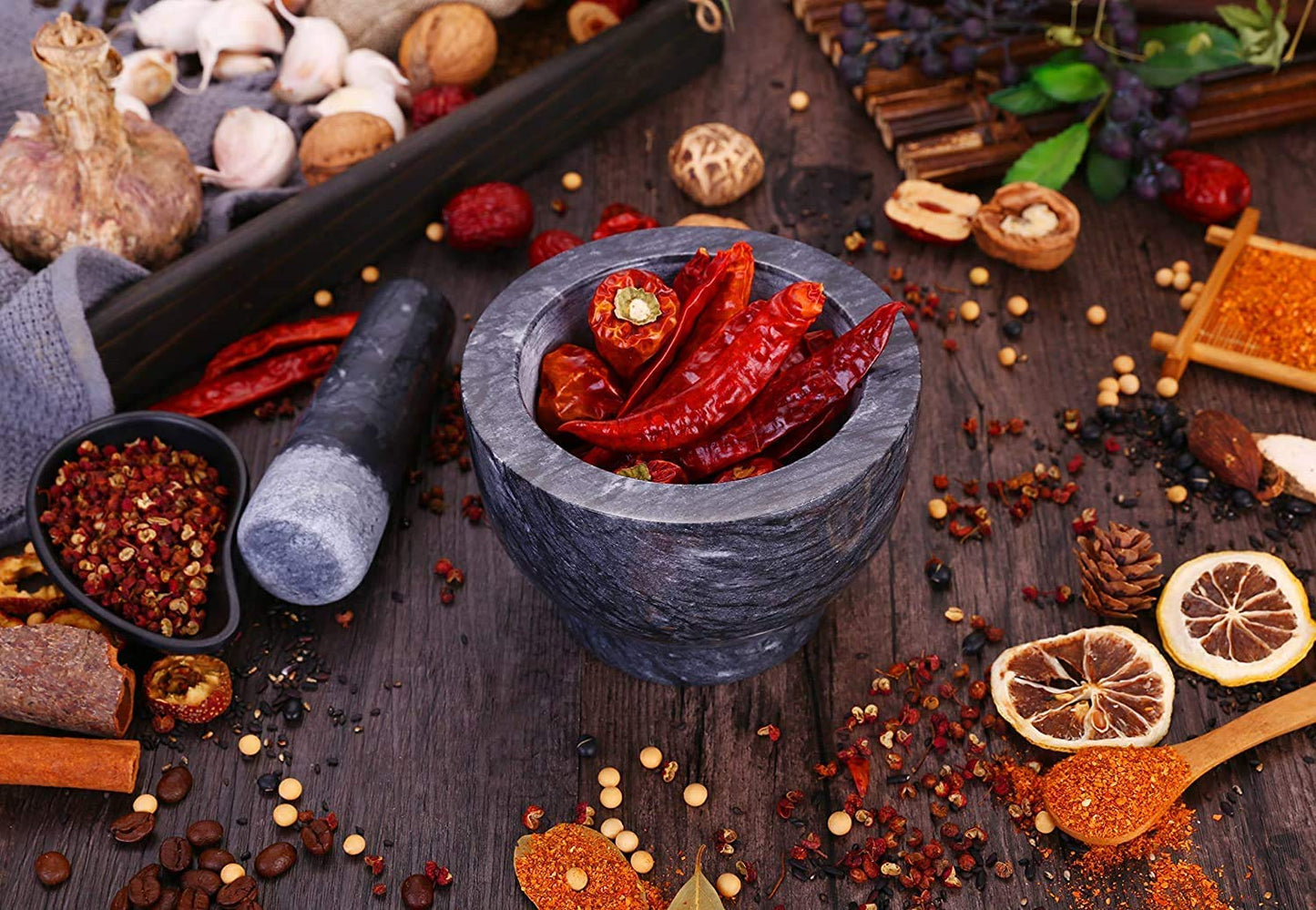 Mortar and Pestle Set Natural Marble