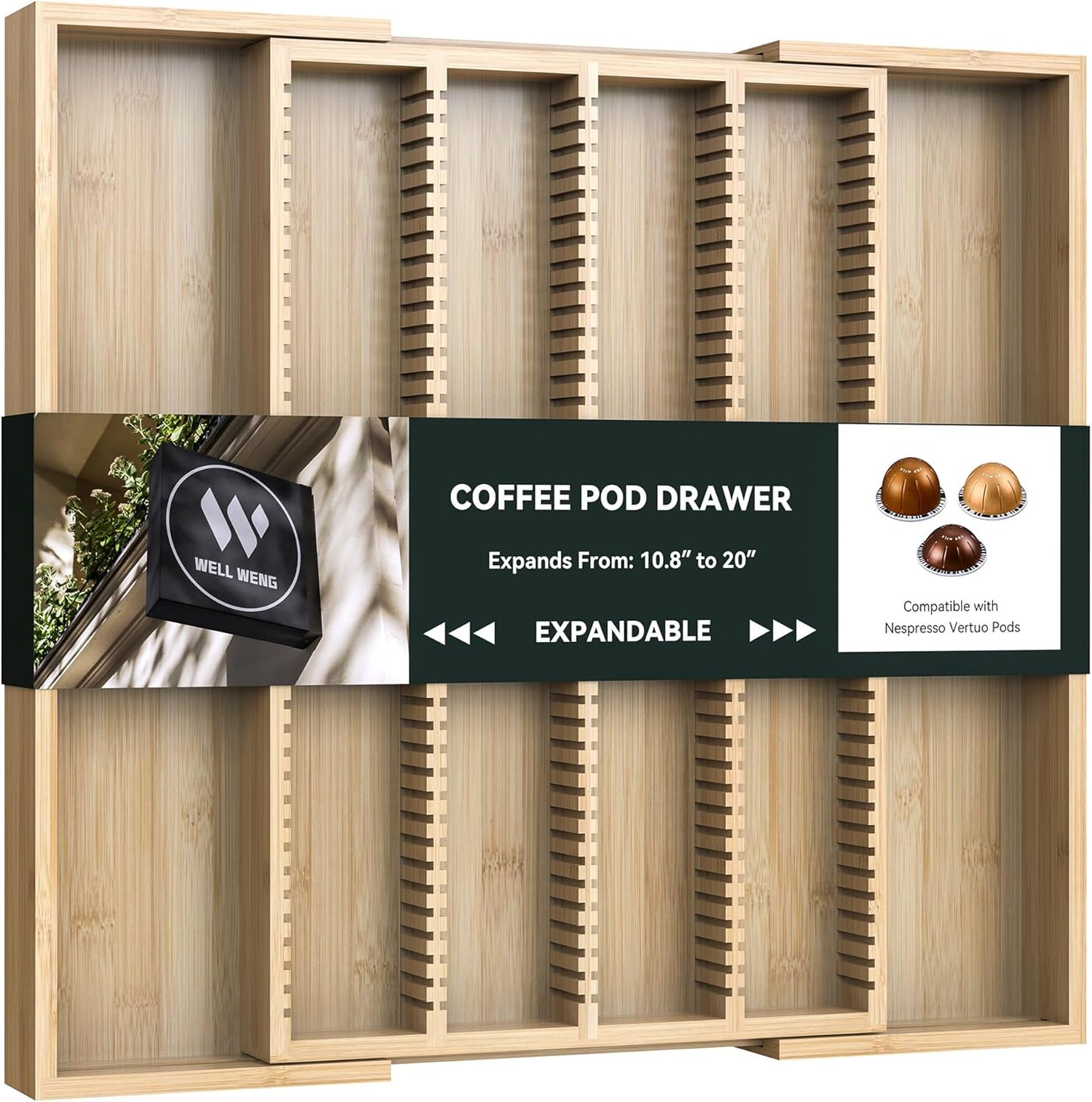 Expandable Bamboo Nespresso Organizer Holder