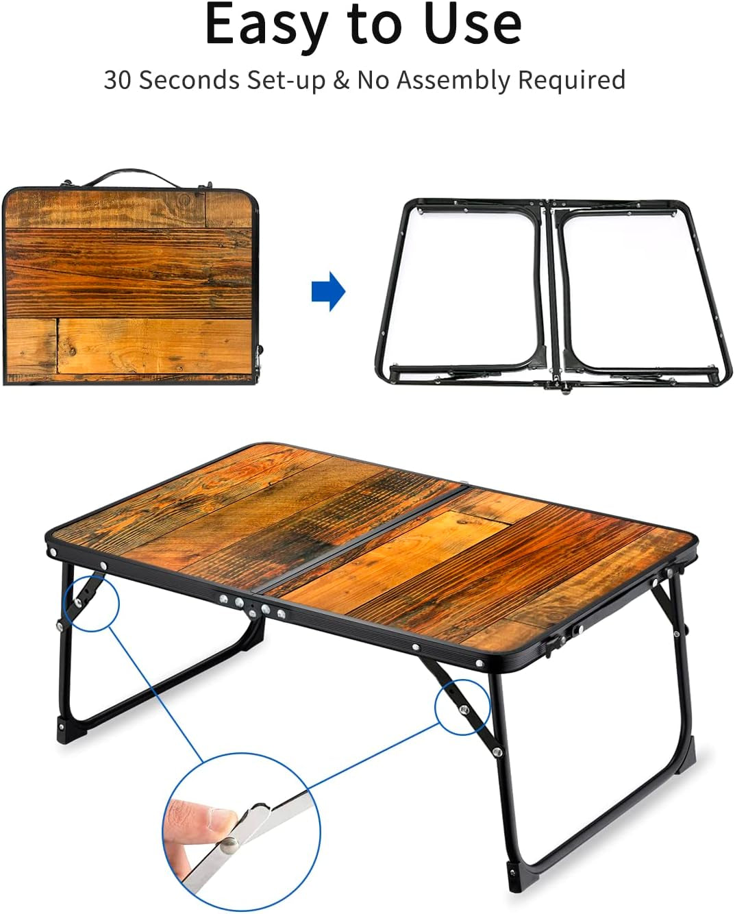 Retro Wood Foldable Table for Bed