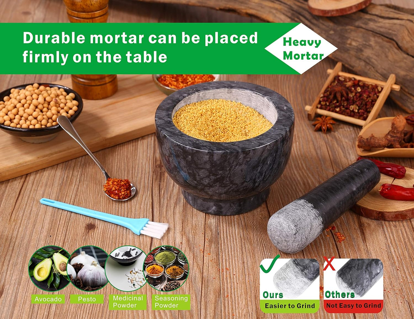 Mortar and Pestle Set Natural Marble