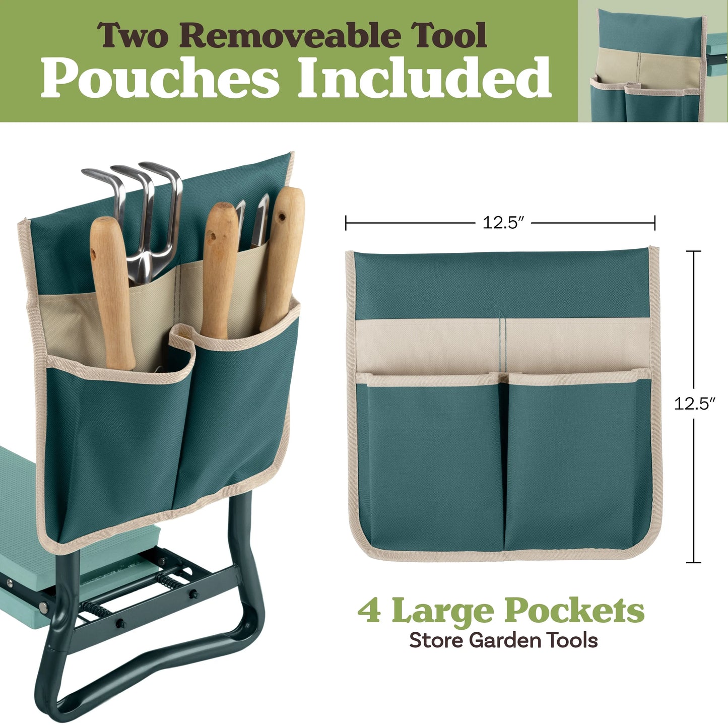 2-In-1 Garden Kneeler & Stool – Folding Bench with EVA Pad & Tool Pouches