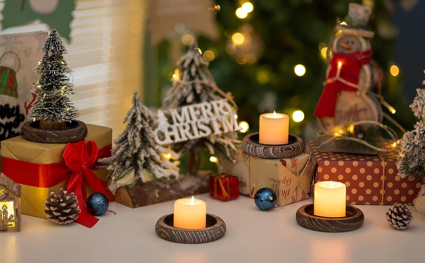 Wood Candle Holder 2 Pack