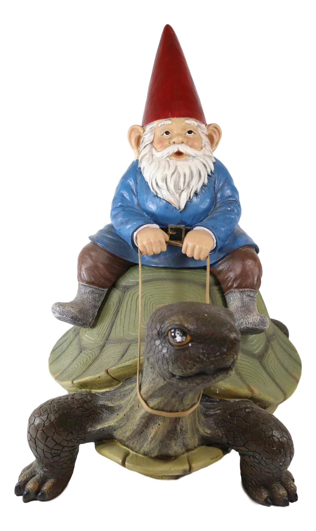Gnome Riding Giant Turtle Garden Statue 17.25" L
