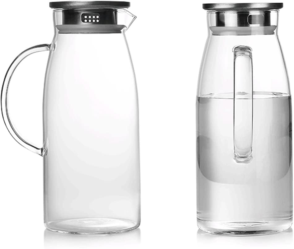 60 Oz Glass Pitcher with Lid, Hot/Cold Water Carafe