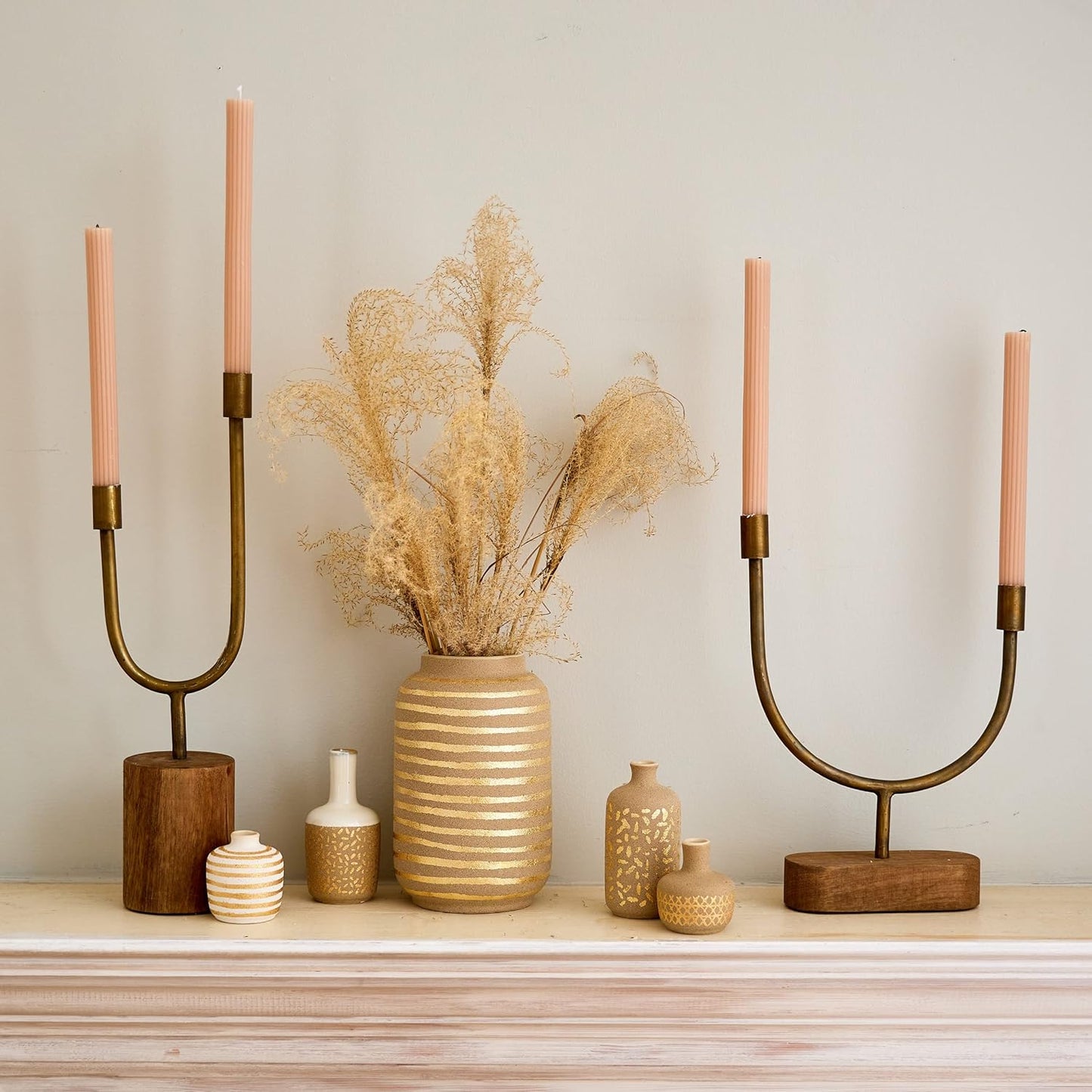 Wood and Metal Taper Candle Holder