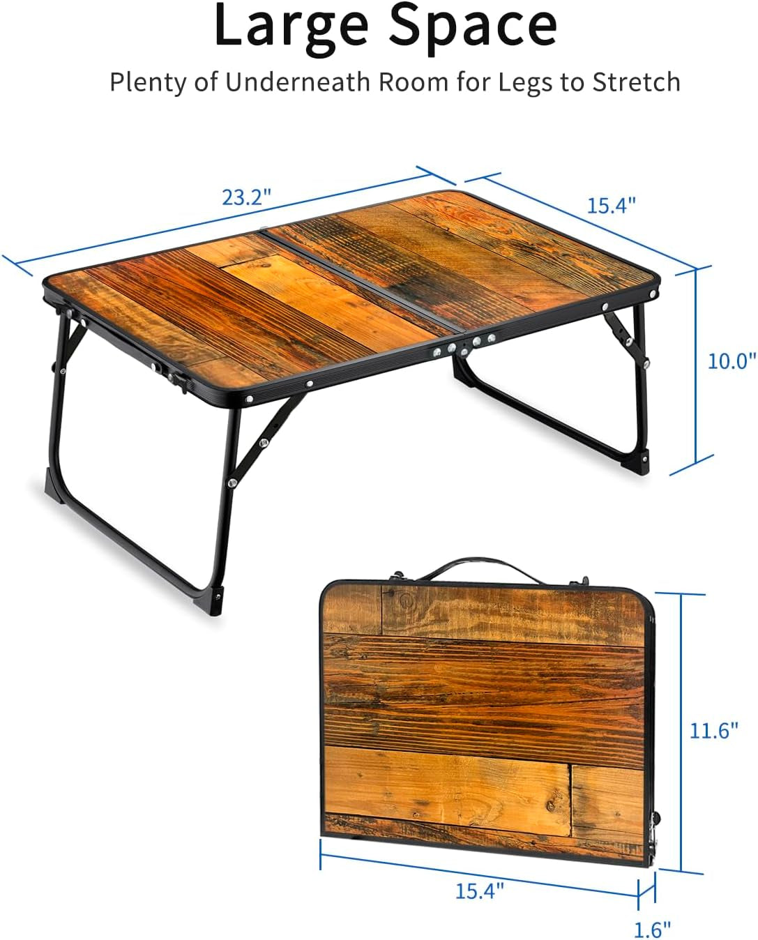 Retro Wood Foldable Table for Bed