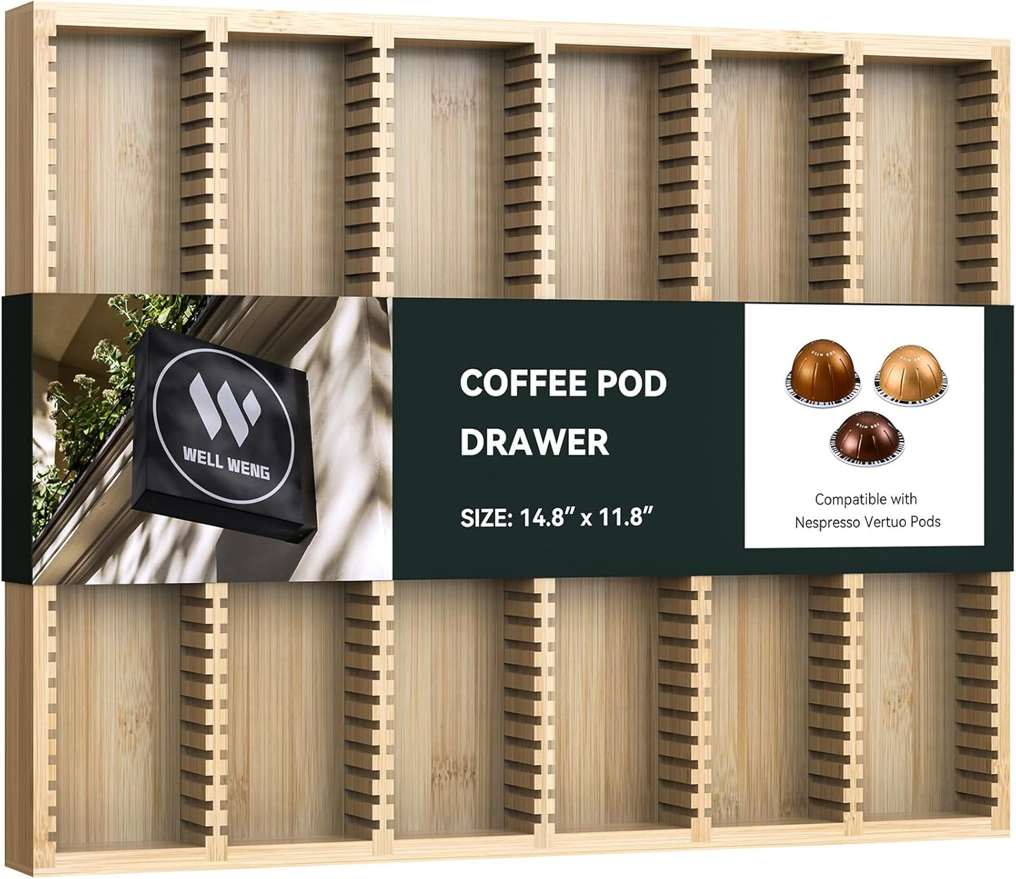 Expandable Bamboo Nespresso Organizer Holder
