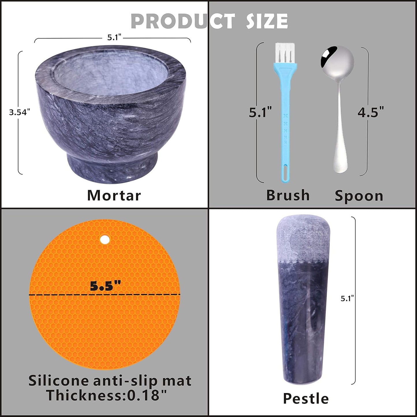 Mortar and Pestle Set Natural Marble
