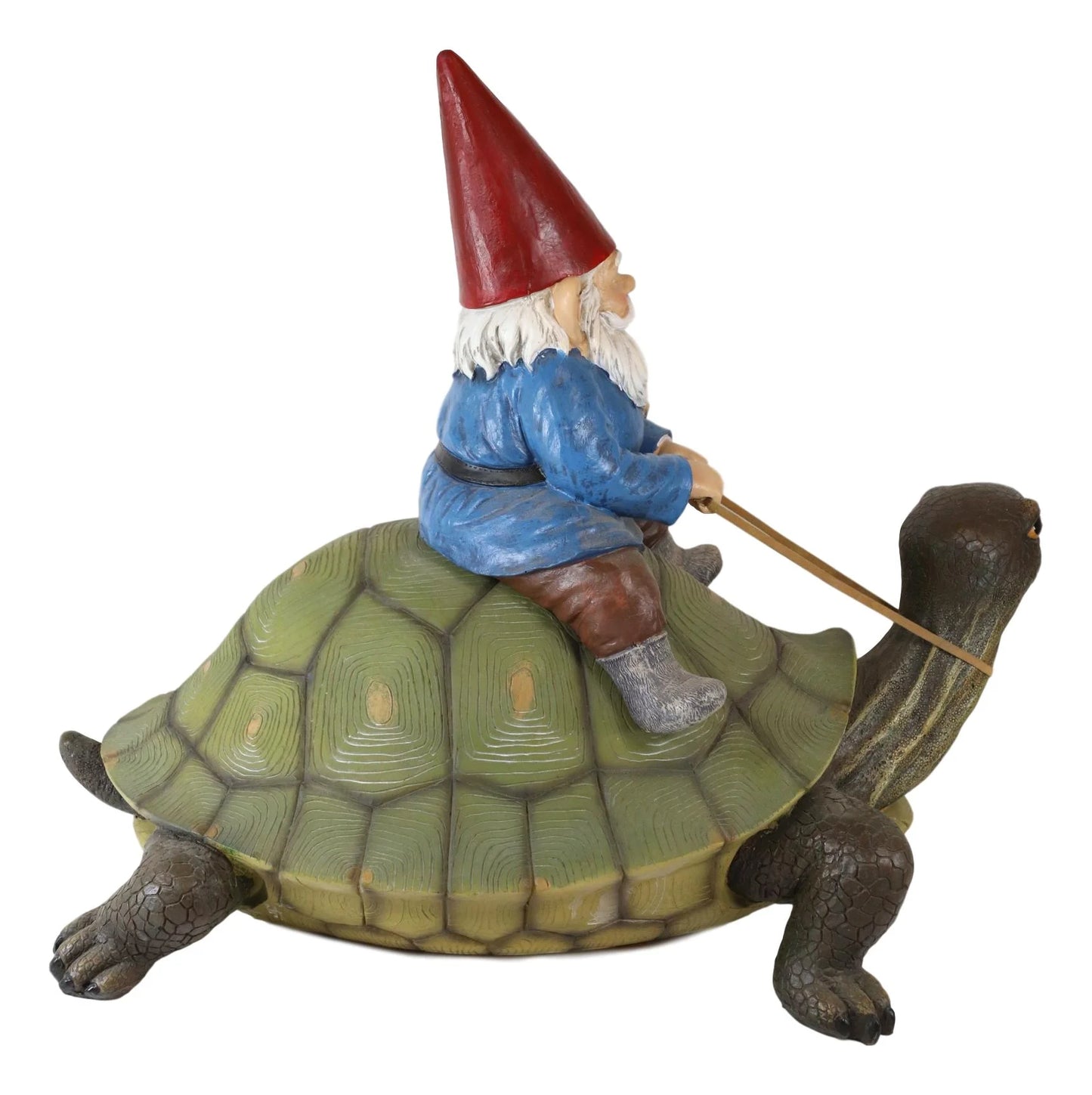 Gnome Riding Giant Turtle Garden Statue 17.25" L