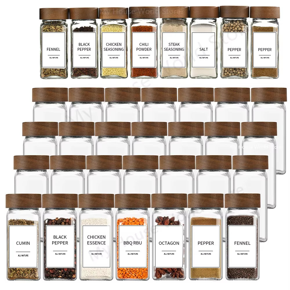 Glass Spice Jars with Bamboo Lids 4 Oz