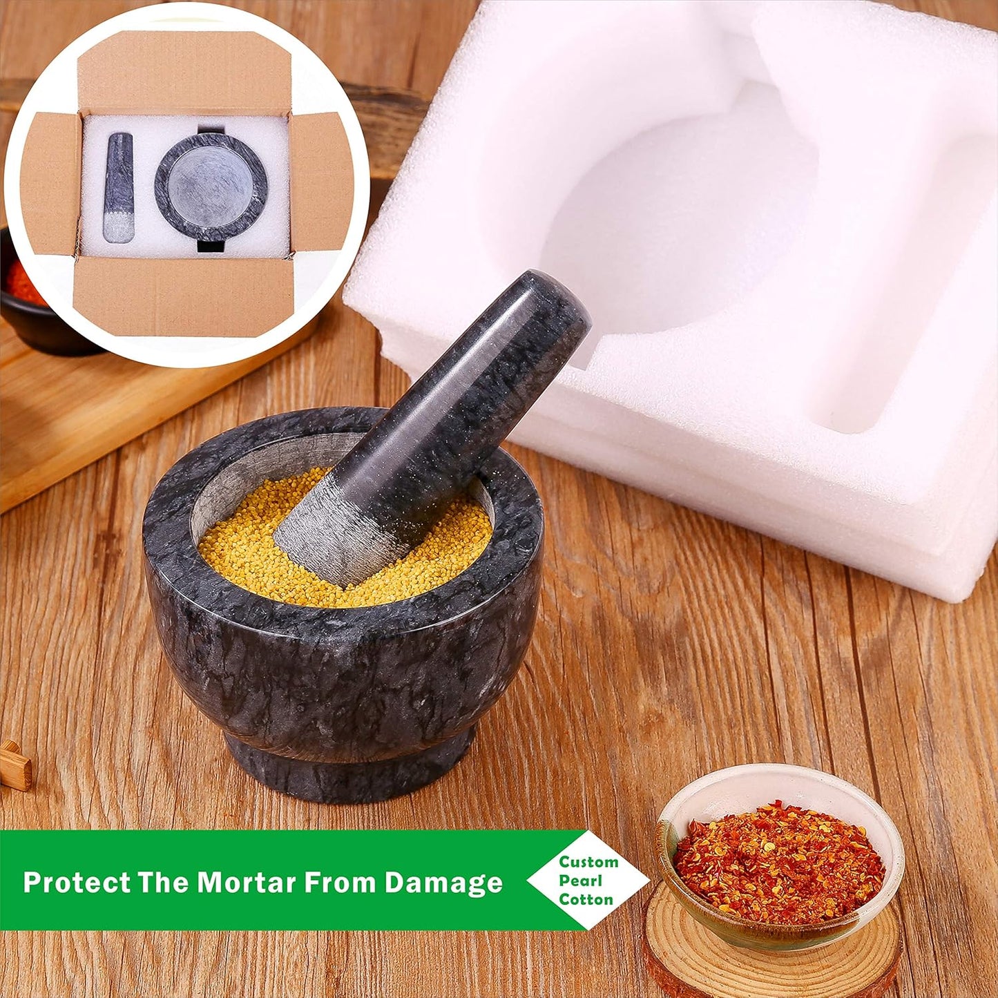 Mortar and Pestle Set Natural Marble