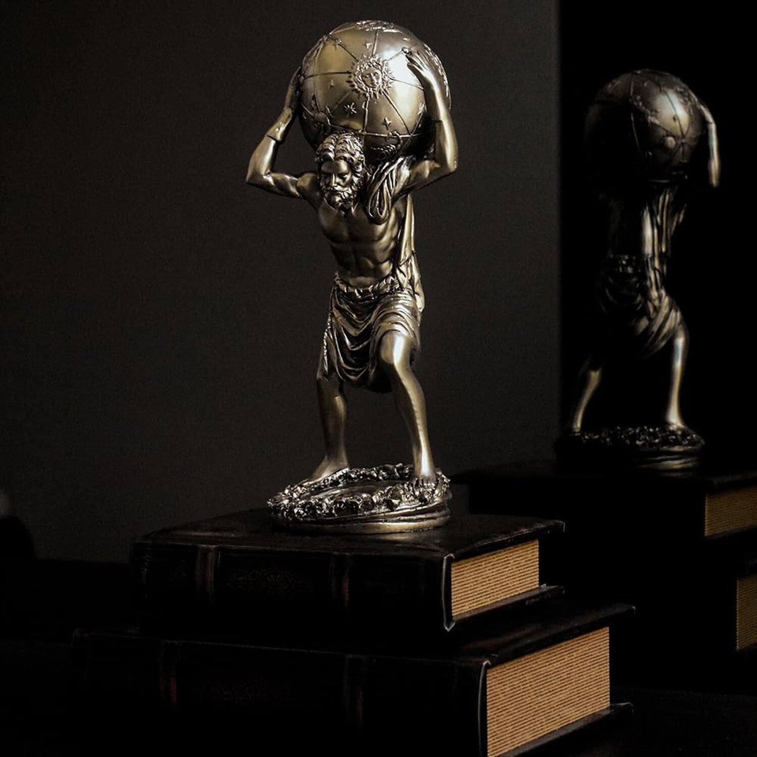 Greek Atlas God Statue Decor - 11.4 Inch Bronze Gold 