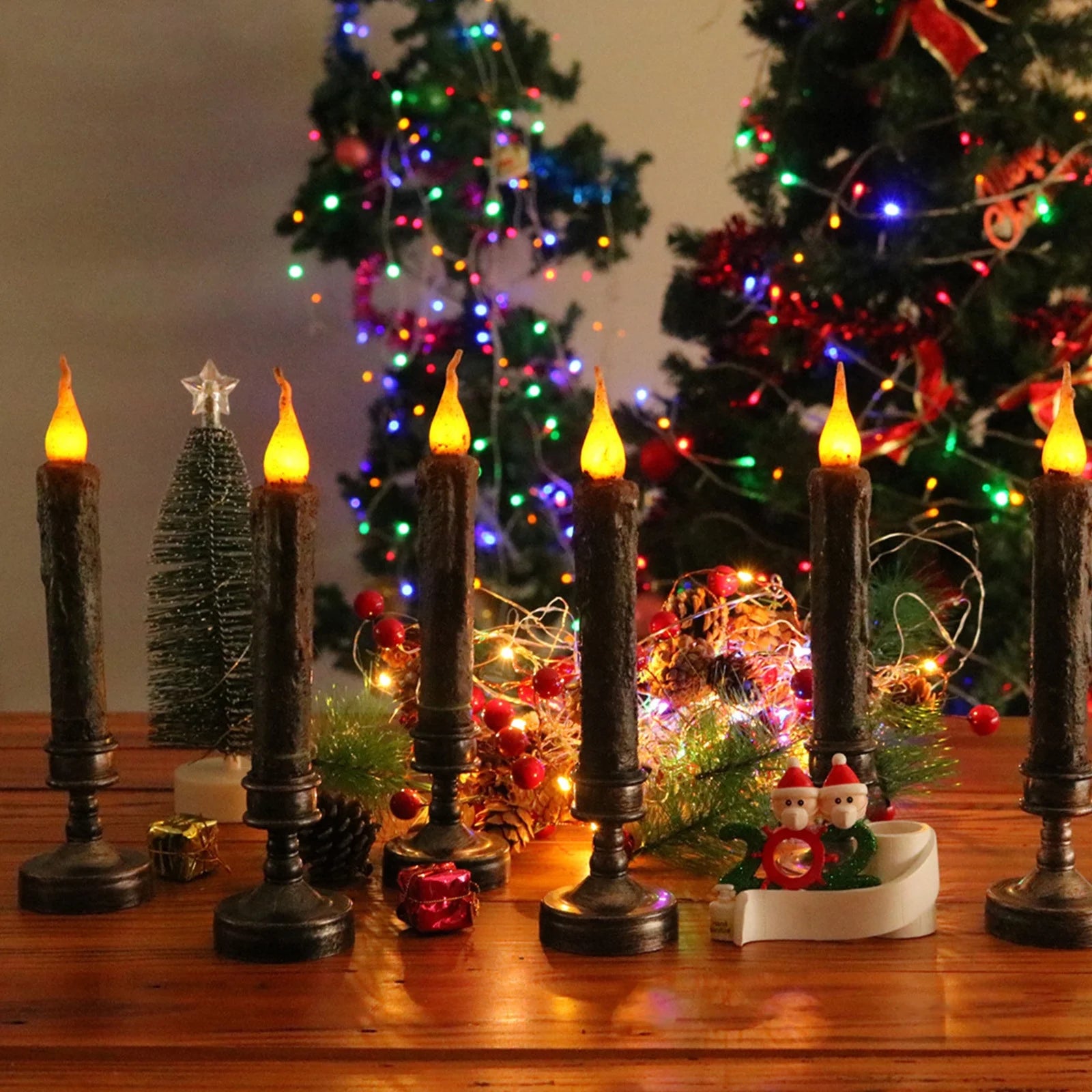 Real Wax Hand Dipped Battery Flame-less Candles for Halloween 6 PC