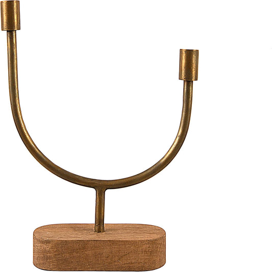 Wood and Metal Taper Candle Holder