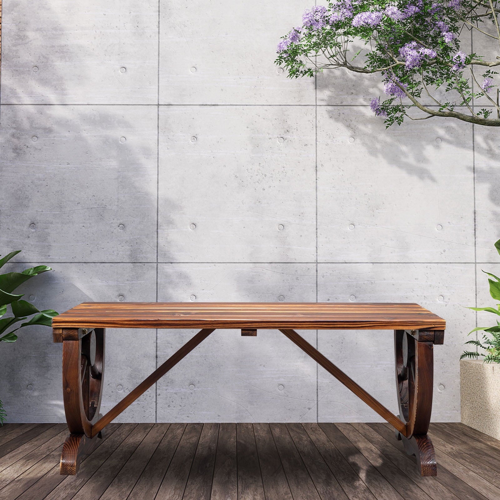 2-Person Rustic Wood Bench