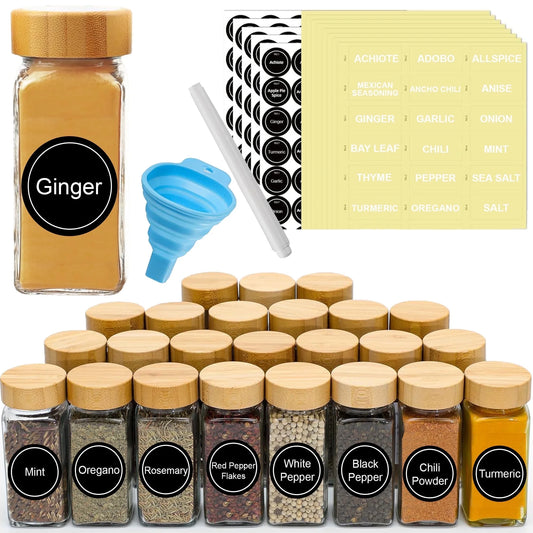 Glass Spice Jars w/ Bamboo Lids 4 Oz