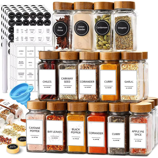 Glass Spice Jars with Bamboo Lids 4 Oz