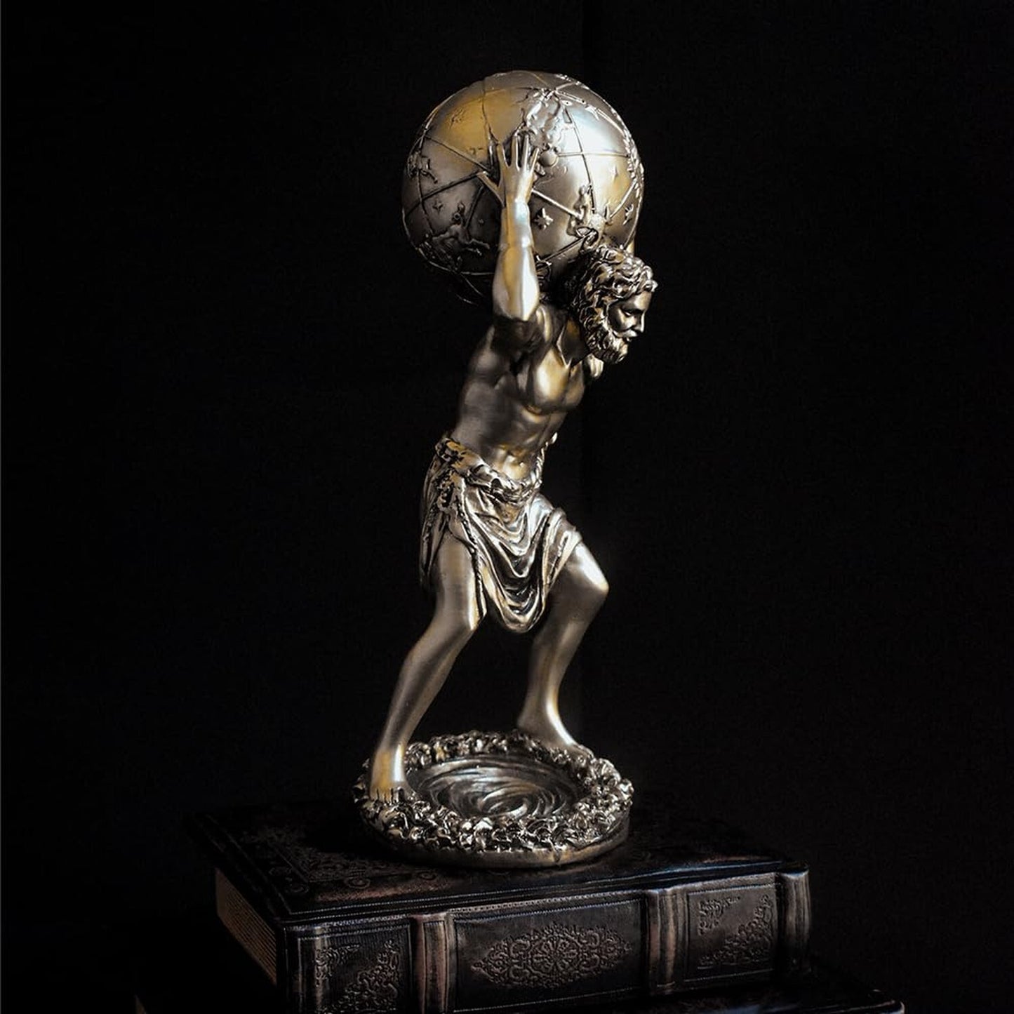 Greek Atlas God Statue Decor - 11.4 Inch Bronze Gold 