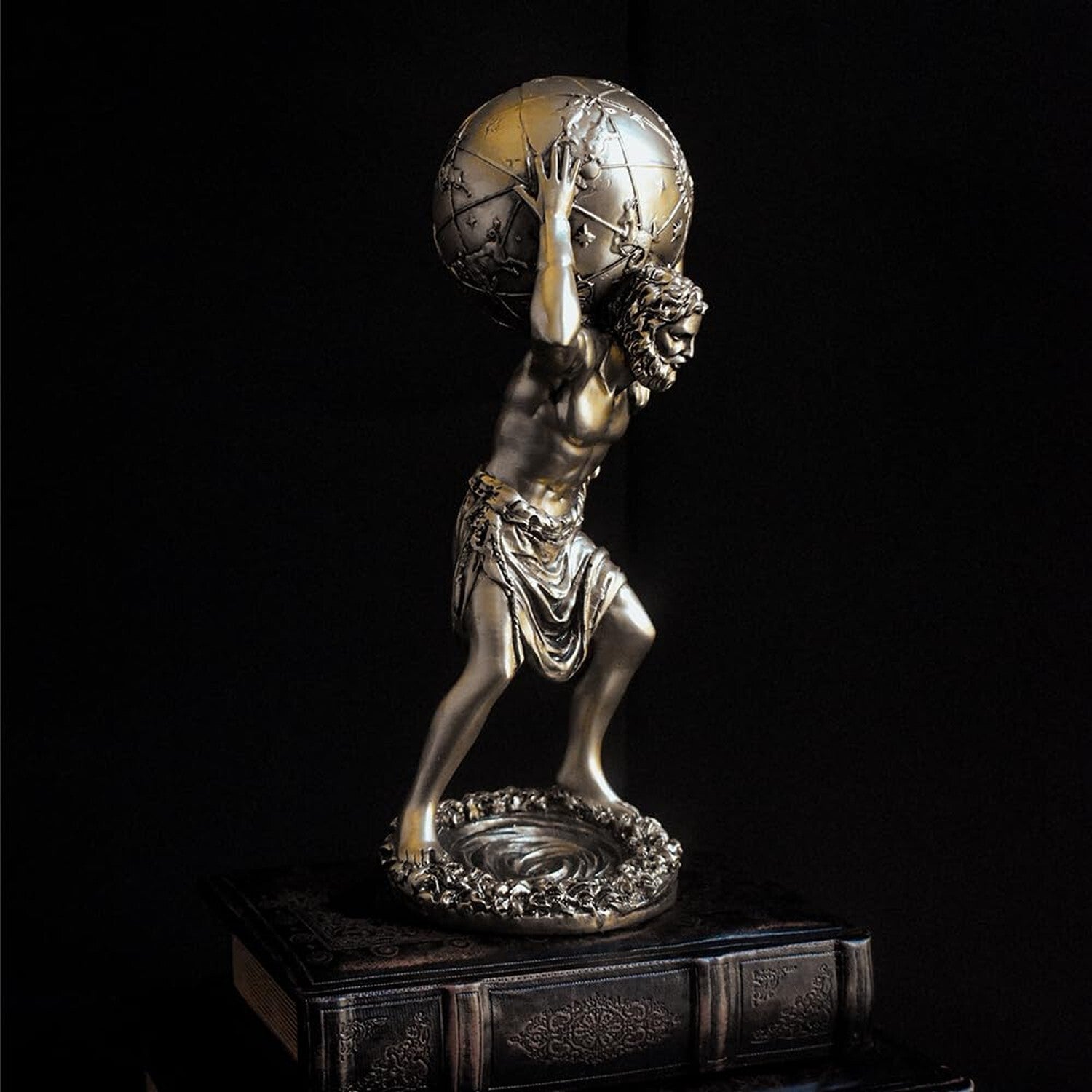 Greek Atlas God Statue Decor - 11.4 Inch Bronze Gold 