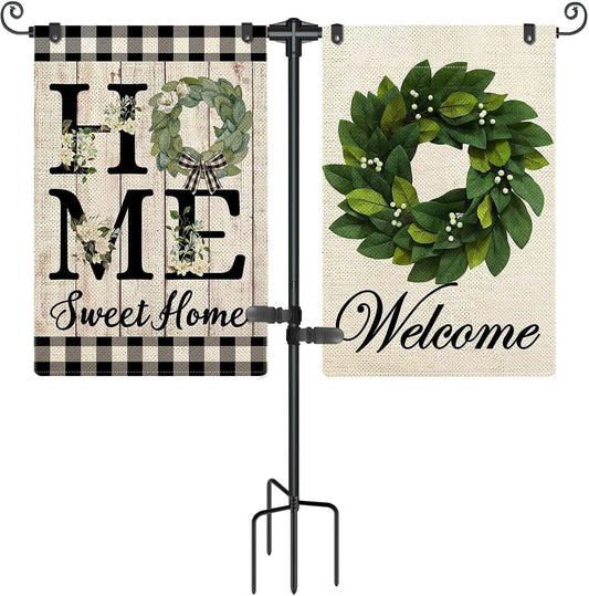 Garden Double Flag 4 Prong Stake 