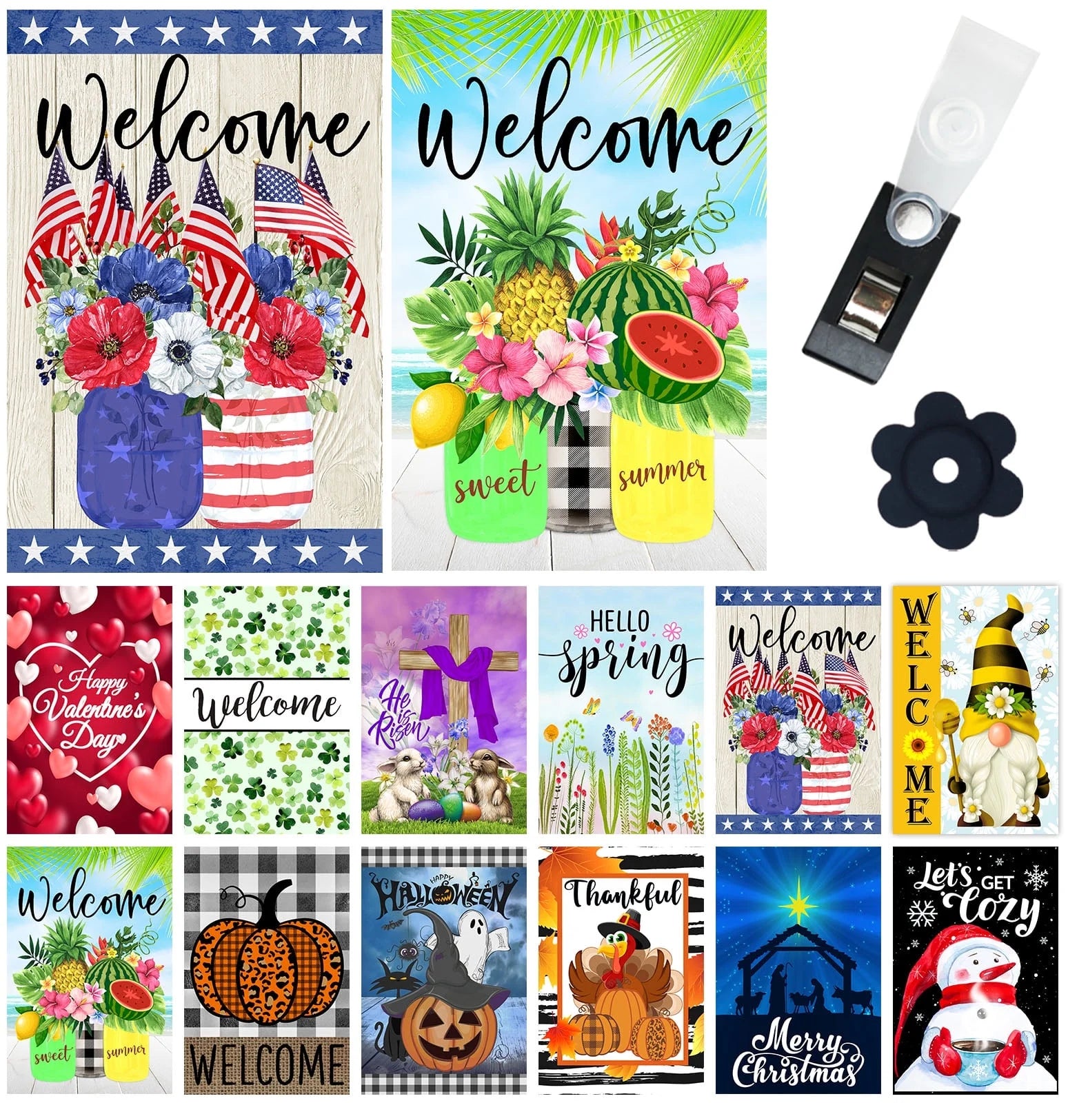 Seasonal Garden Flags Set of 12 