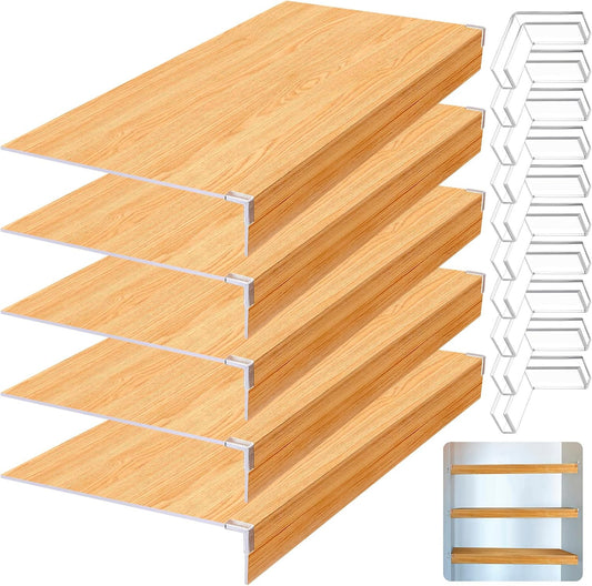 Faux Wood Grain Wire Shelf Covers 5 PC