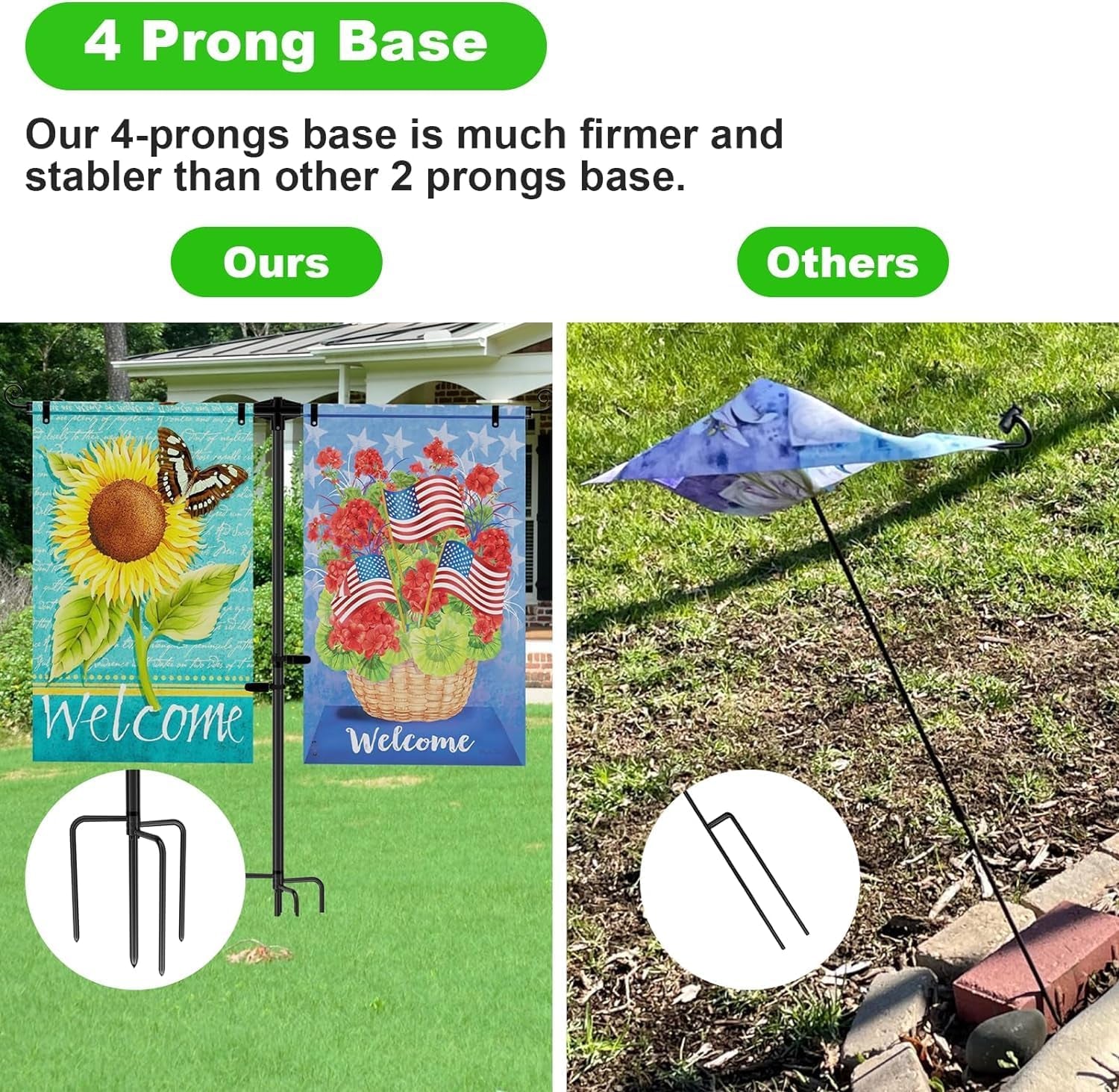 Garden Double Flag 4 Prong Stake 