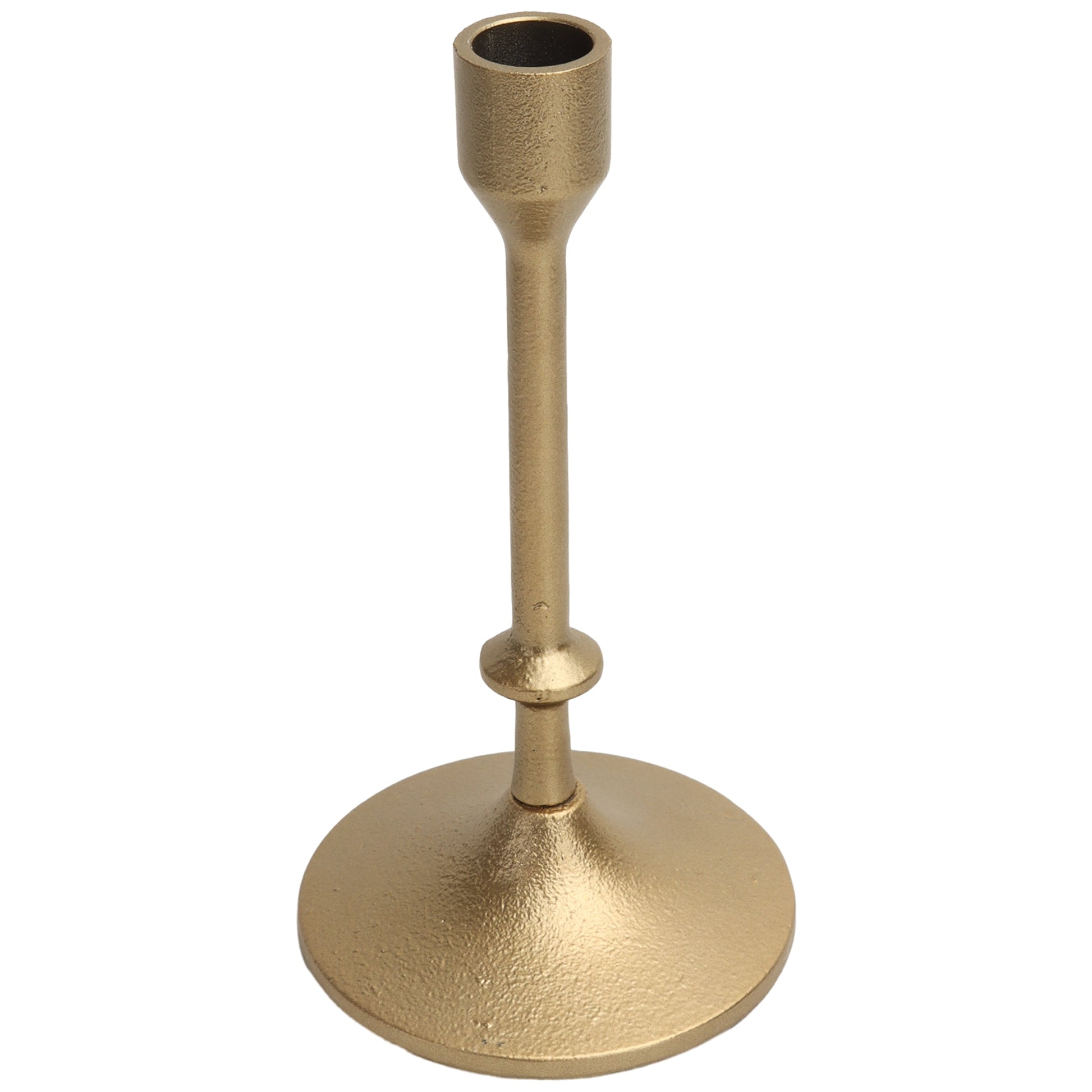 Gold Cast Iron Metal Taper Candle Holder, 7.8", Large
