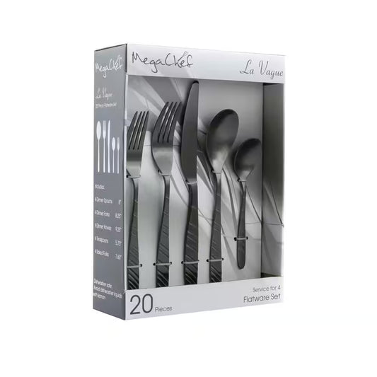 20-Piece Matte Black Stainless Steel Flatware Set (Service for 4)