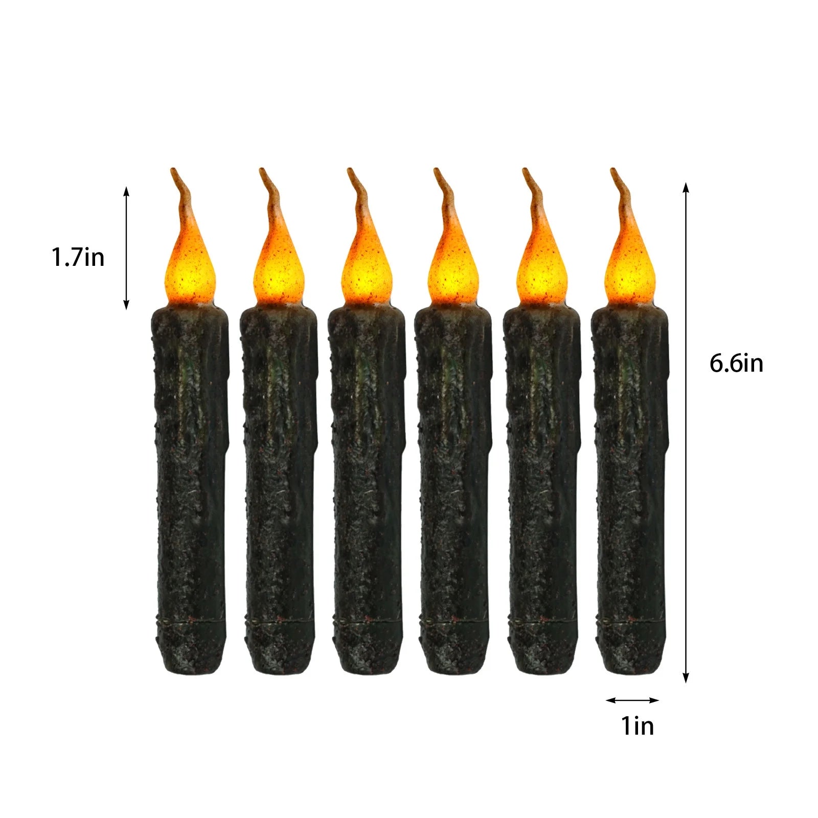 Real Wax Hand Dipped Battery Flame-less Candles for Halloween 6 PC