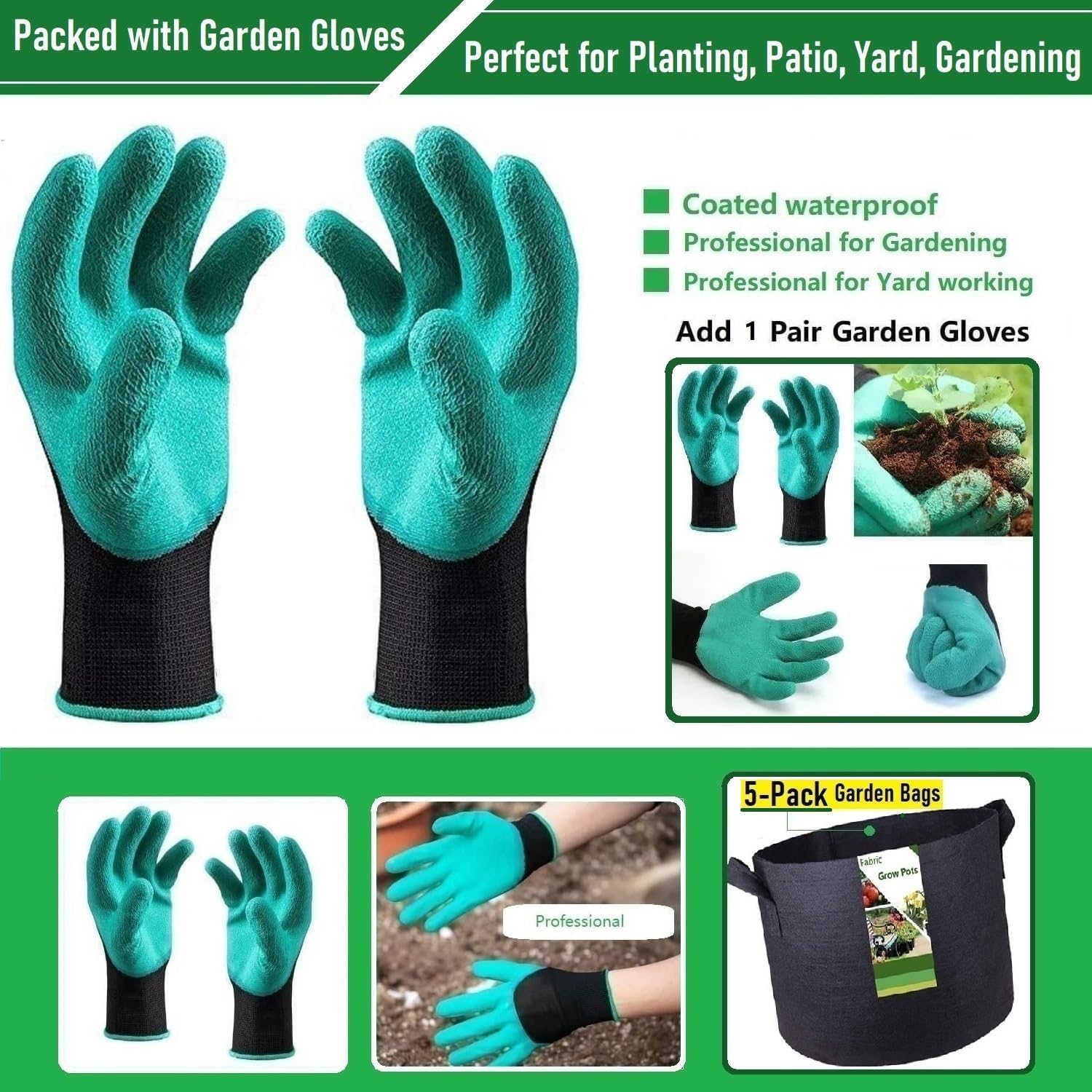 Fabric Thickened Plant Grow Bags 5PC