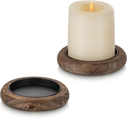 Wood Candle Holder 2 Pack