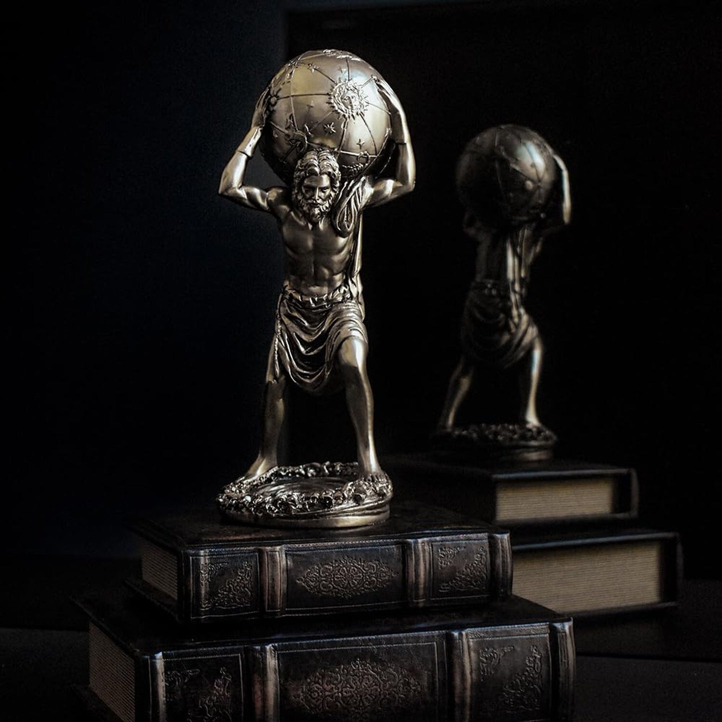 Greek Atlas God Statue Decor - 11.4 Inch Bronze Gold 