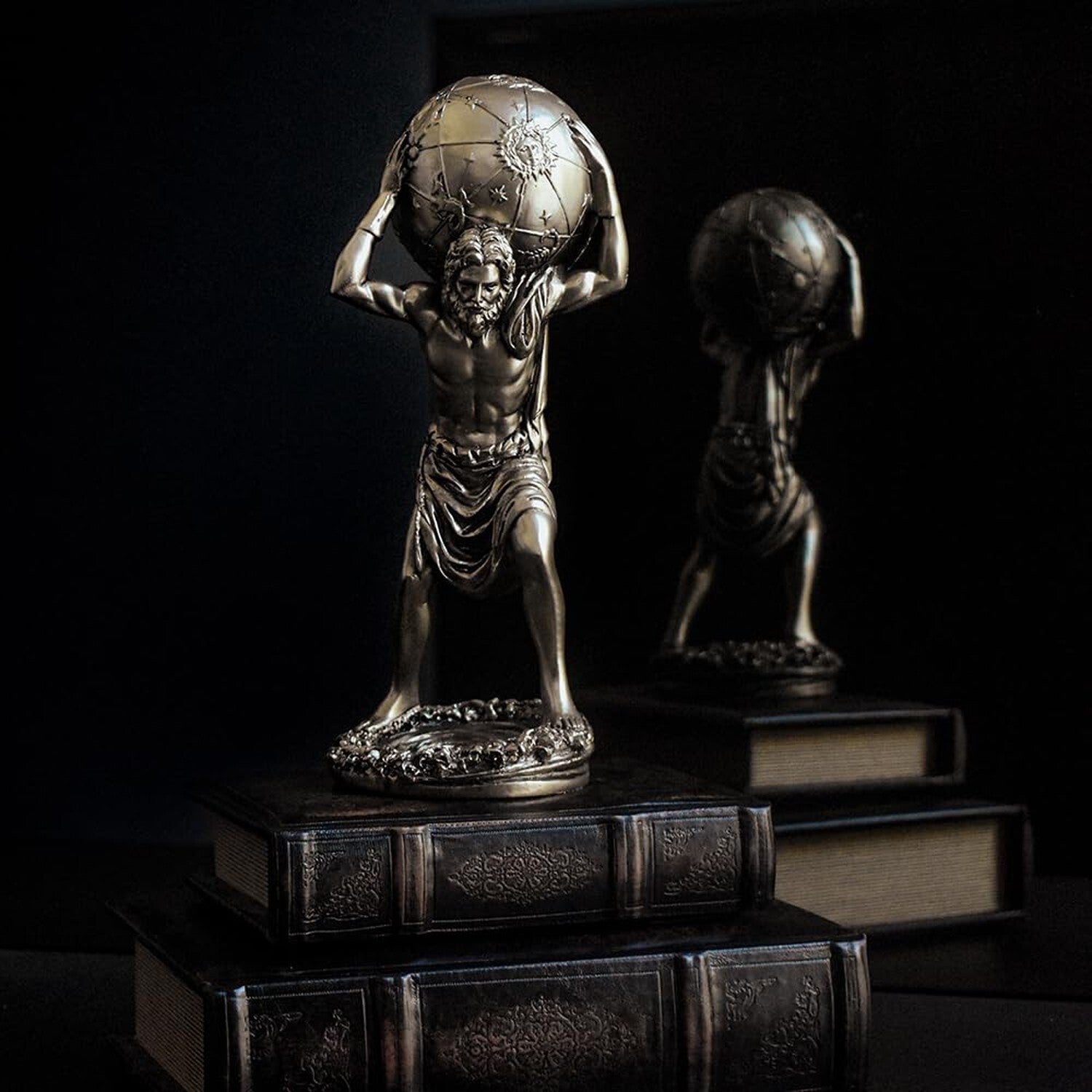 Greek Atlas God Statue Decor - 11.4 Inch Bronze Gold 