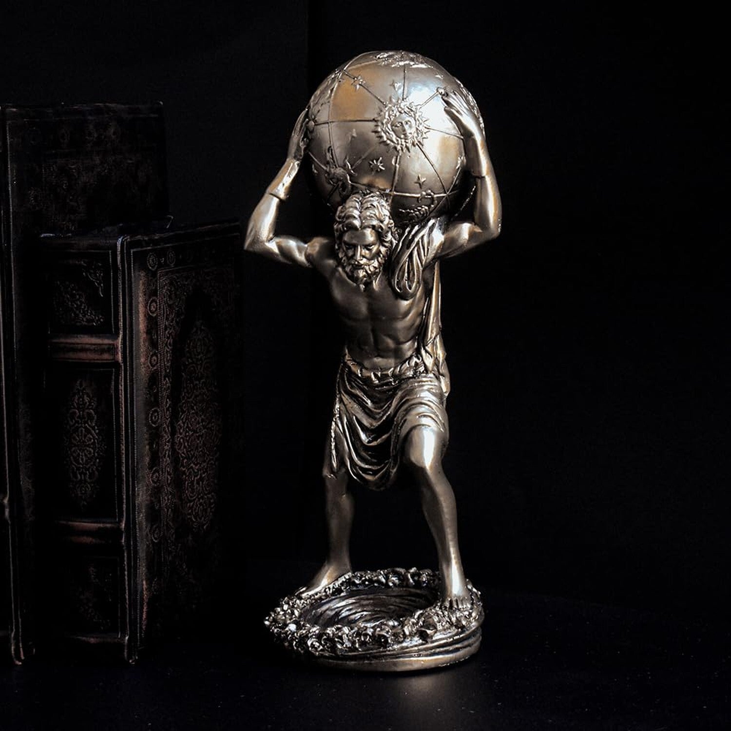 Greek Atlas God Statue Decor - 11.4 Inch Bronze Gold 
