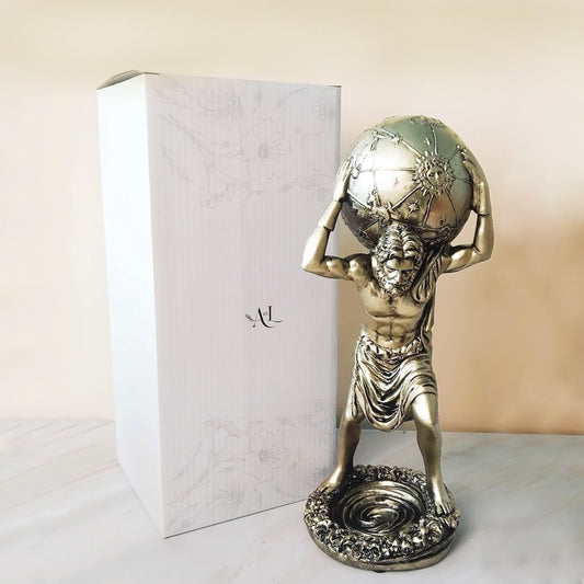 Greek Atlas God Statue Decor - 11.4 Inch Bronze Gold 
