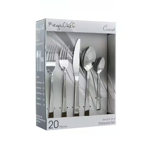 20-Piece Silver Stainless Steel Flatware Set (Service for 4)