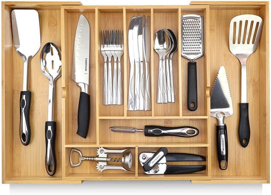 Expandable Bamboo Kitchen Drawer Organizer