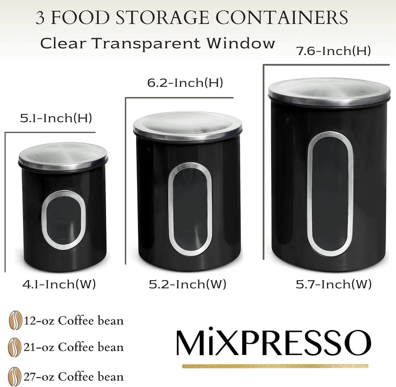 Black Canisters Sets for the Kitchen 3 PC