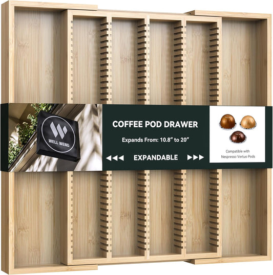 Expandable Bamboo Nespresso Organizer Holder 