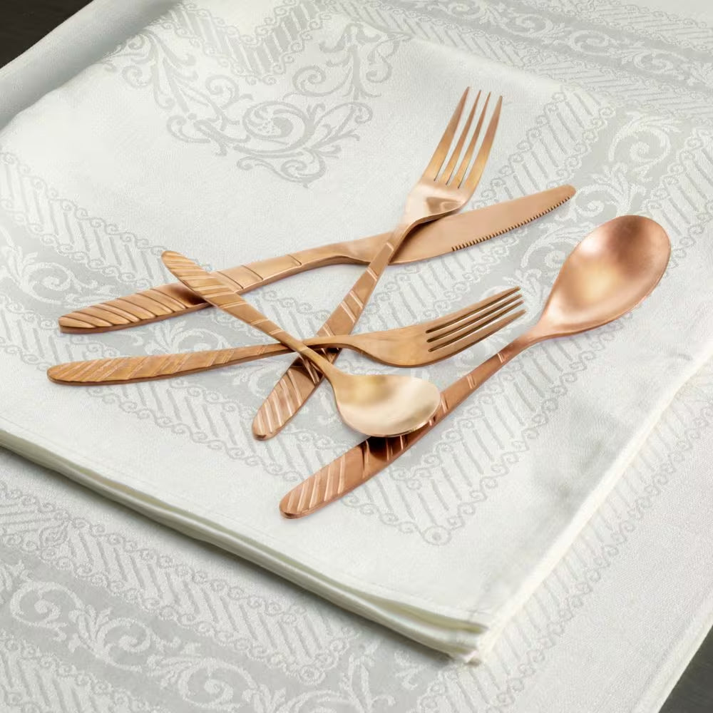 20-Piece Matte Rose Gold Stainless Steel Flatware Set (Service for 4)